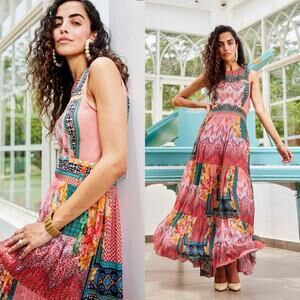 Anthropologie Pink Multicolor Patchwork Maxi Dress